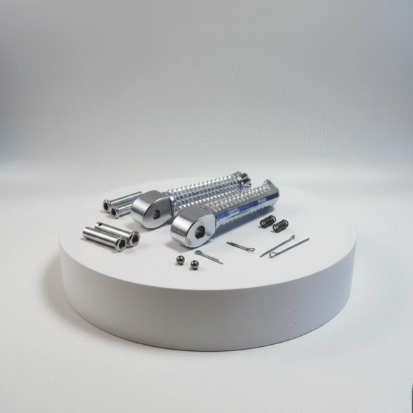 Par de reposapiés traseros para FZ 16. Ajuste original, superficie antideslizante y pliegue suave. Montaje directo y comodidad estable para pasajero.