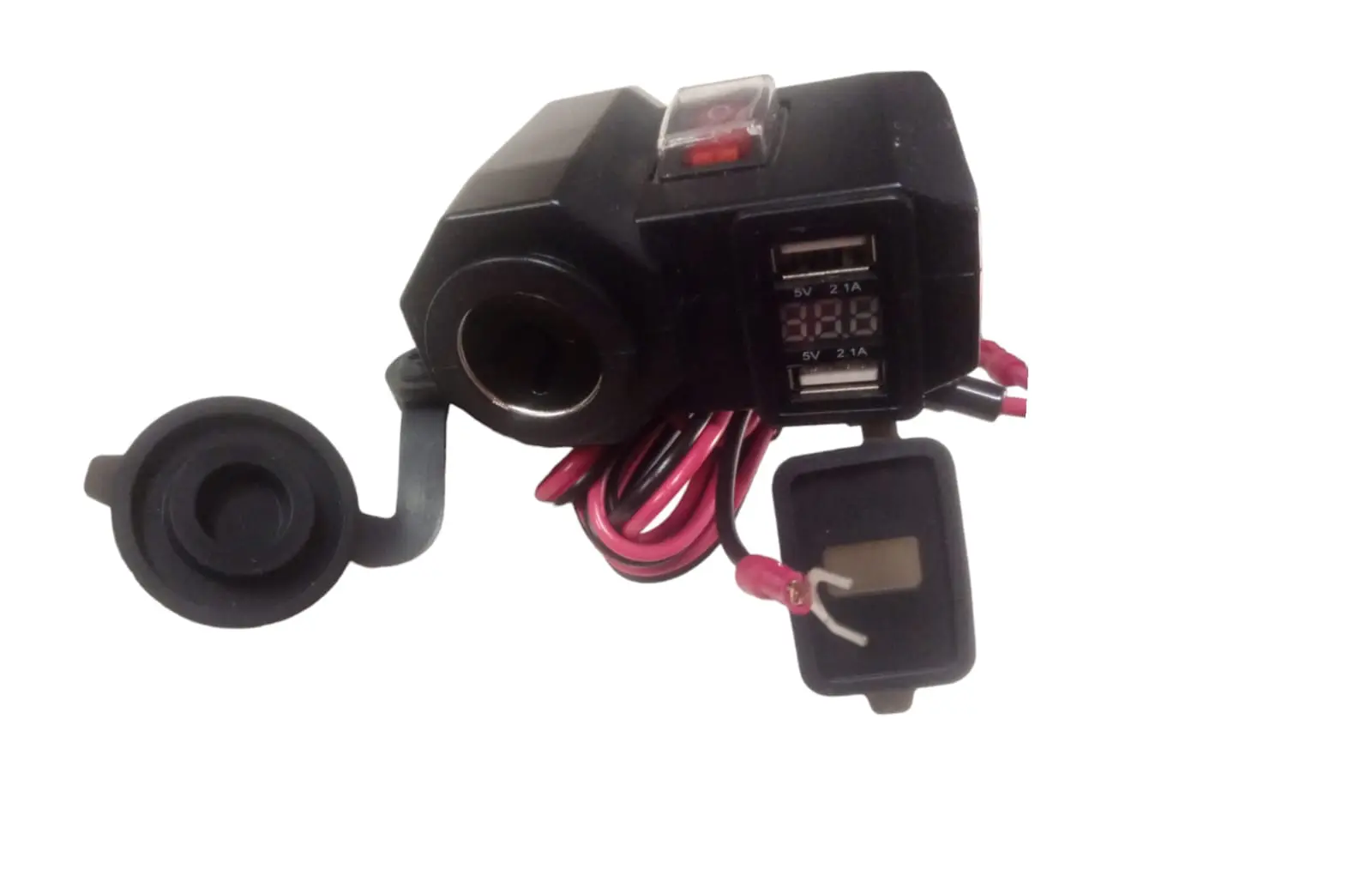 CARGADOR DOBLE PURTO USB VOLTIMETRO Y ENCENDEDOR DE CIGARRO