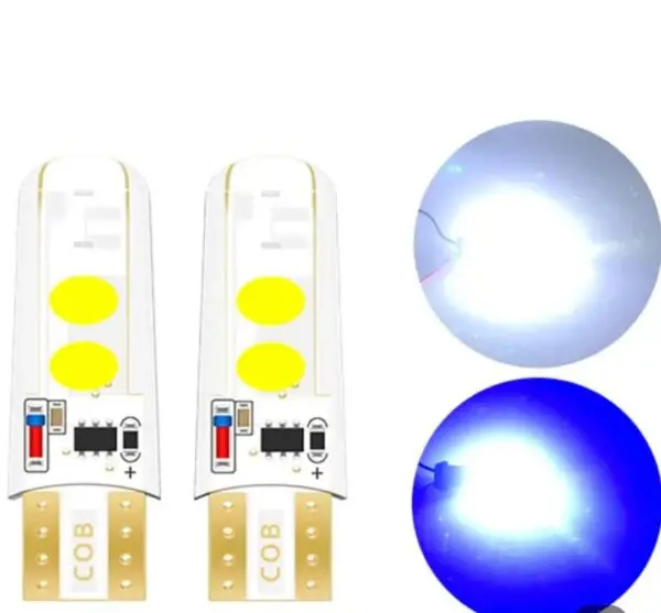 Bombillo Led Cocuyo T10 Bayoneta strober blanco / azul Carro moto camioneta