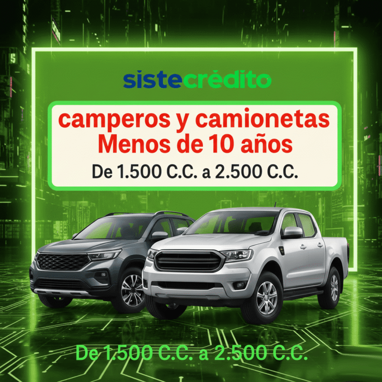 Soat Camperos y Camionetas Menos de 10 Años De 1.500 C.C. a 2.500 C.C. Con Sistecredito