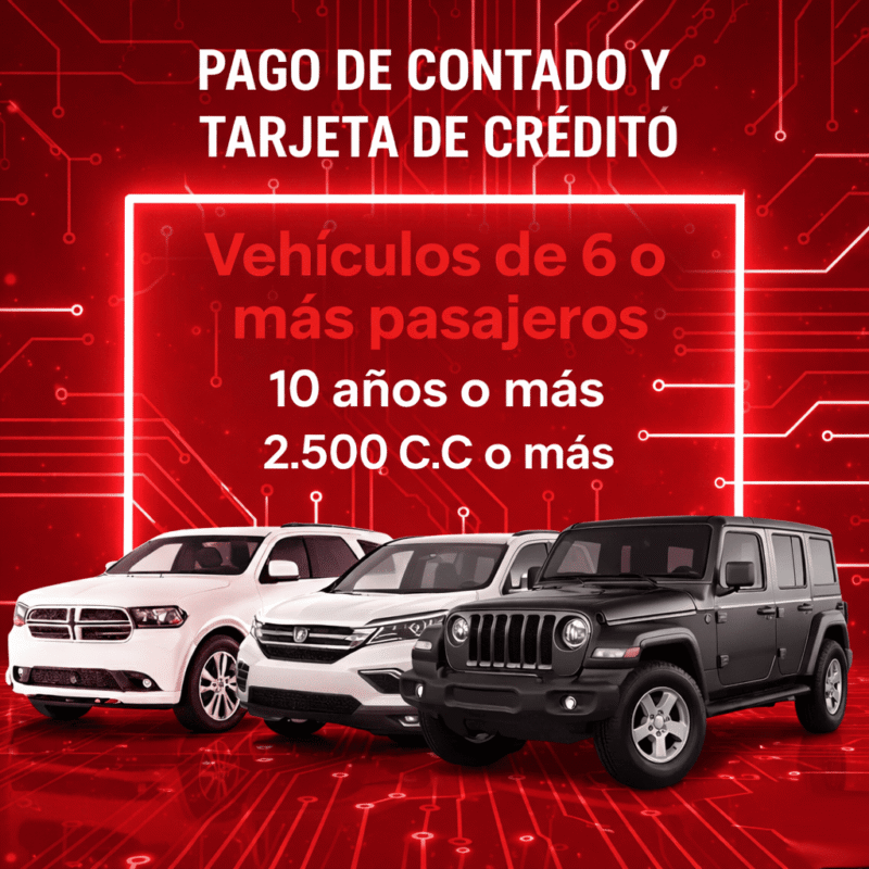 Soat Vehículos 6 o Más Pasajeros 10 Años 2.500 C.C o Más De Contado O Tarjeta Credito