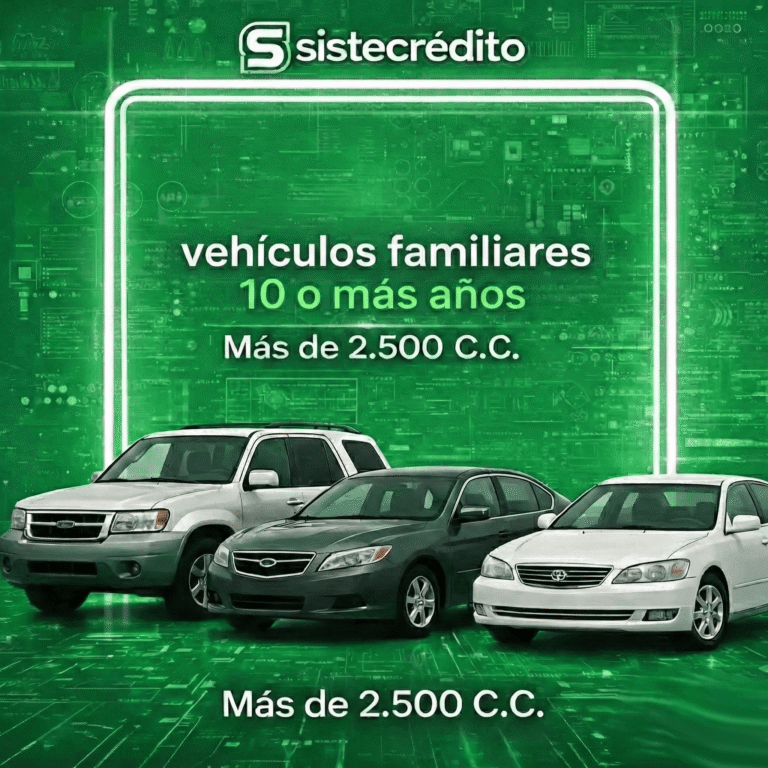 Soat Vehículos Familiares Menos de 10 Años Más de 2.500 C.C Con Sistecredito