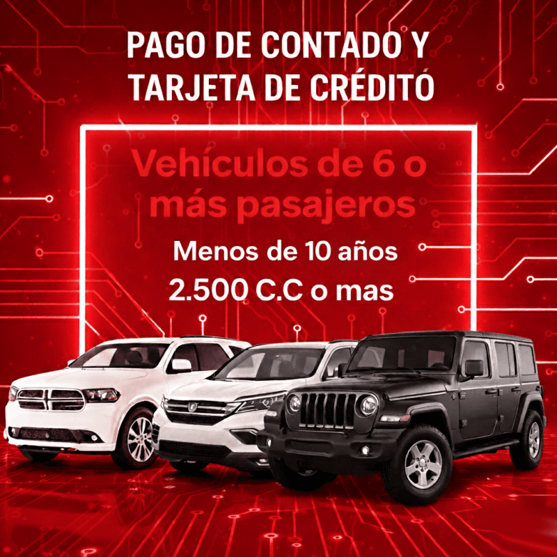 Soat Vehículos 6 o Más Pasajeros Menos de 10 Años 2.500 C.C o Más De Contado O Tarjeta Credito