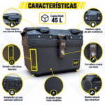 Maletero Baúl Moto ANP 45 Litros Negro