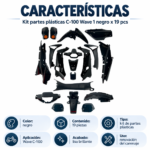 Kit Plásticos Completo Honda Wave C100 I Negro