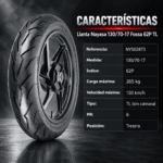 Llanta Moto Nayasa 130/70-17 Tubeless Fossa 62P