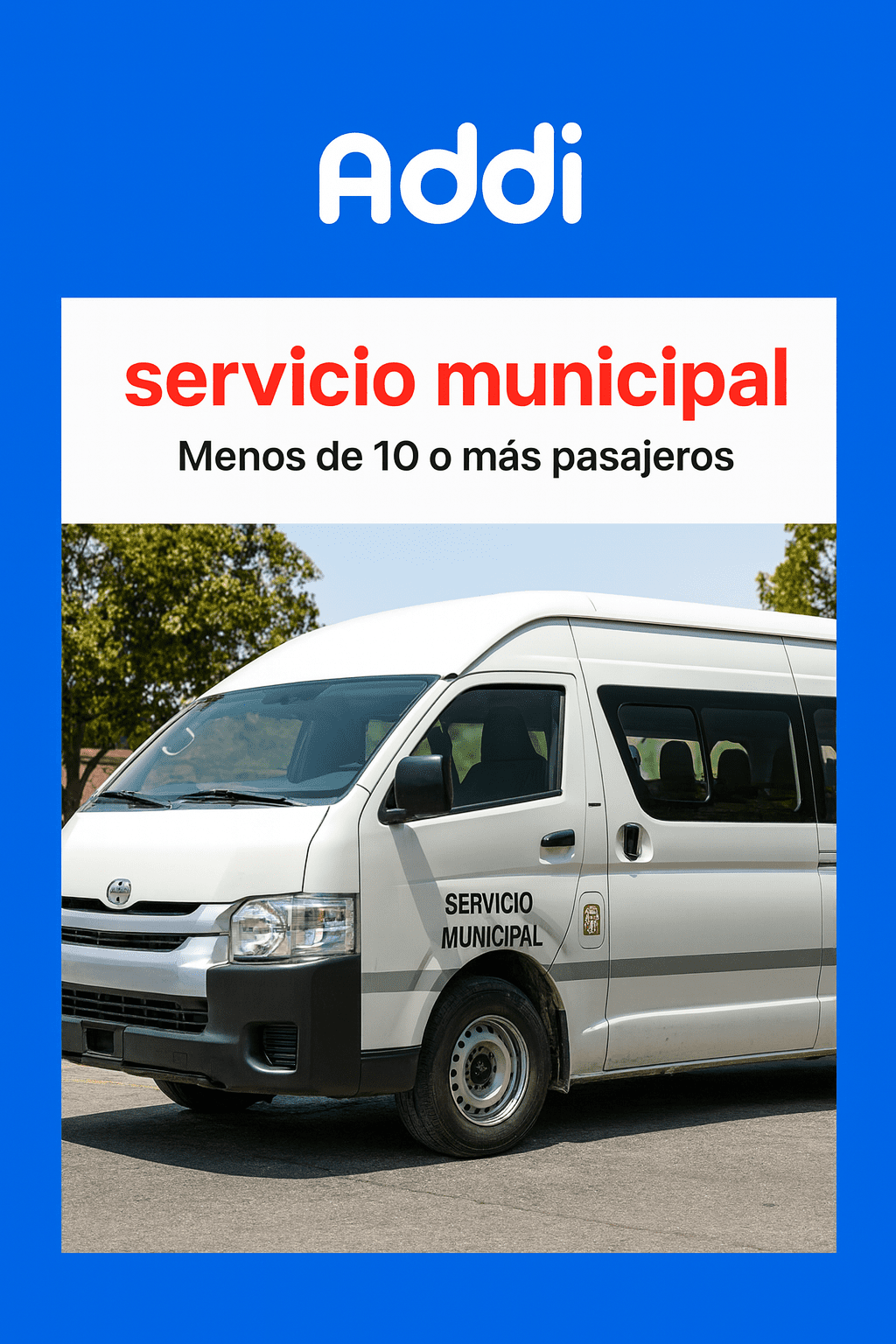 servicio municipal Menos de 10 o más pasajeros