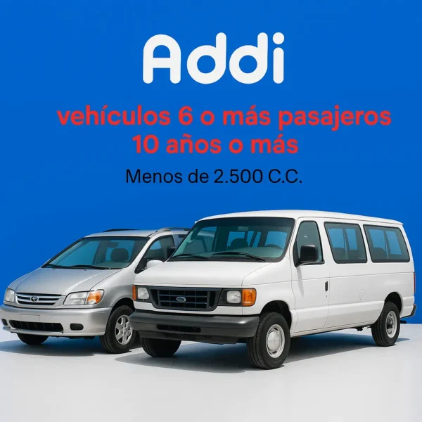 vehiculos 6 o mas pasajeros 10 años o más Menos de 2.500 C.C