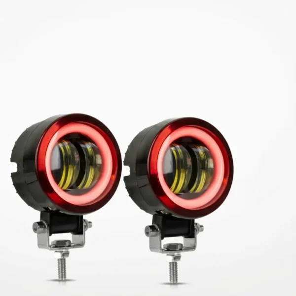 Par Exploradoras Redondas Ojo De Ángel Rojo Para Moto