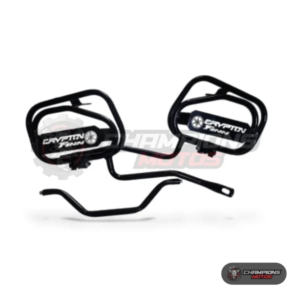 Porta alforjas crypton finn - Porta Alforjas yamaha cryp Negro Soporte Lateral - fondo blanco